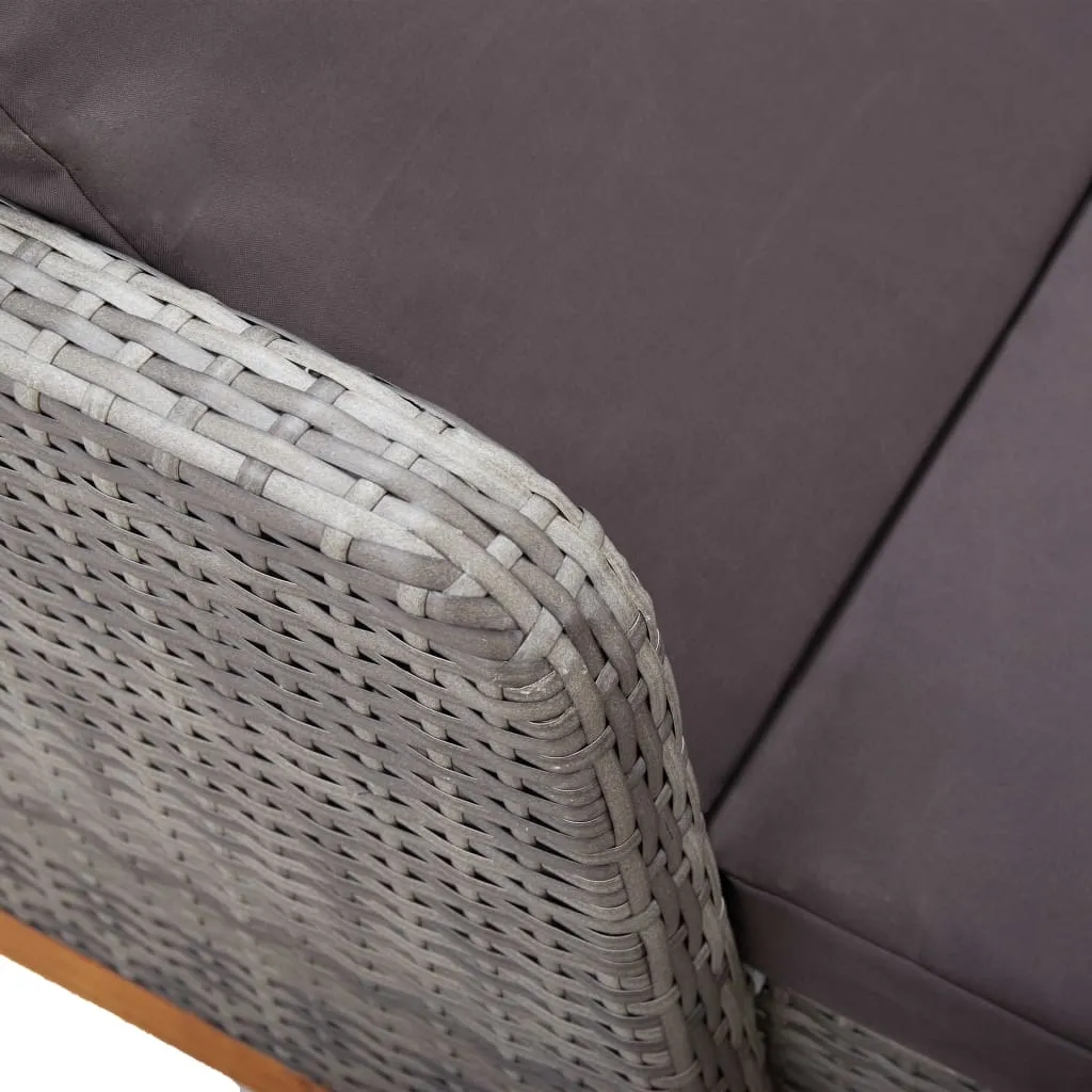 VidaXL Sonnenliege Poly Rattan Und Massivholz Akazie Grau 6 VidaXL Sonnenliege Poly Rattan Und Massivholz Akazie Grau – Bild 6