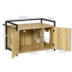 PawHut Katzenschrank Für Katzentoilette Katzenklo Beistelltisch Katzenhaus Katzenkommode Schrank Spanplatte Naturholz 82,3 X 51 X 54 Cm -Garten- & Gewächshäuser Geschäft fbf04a69c1c22f64cae2b40010f97add
