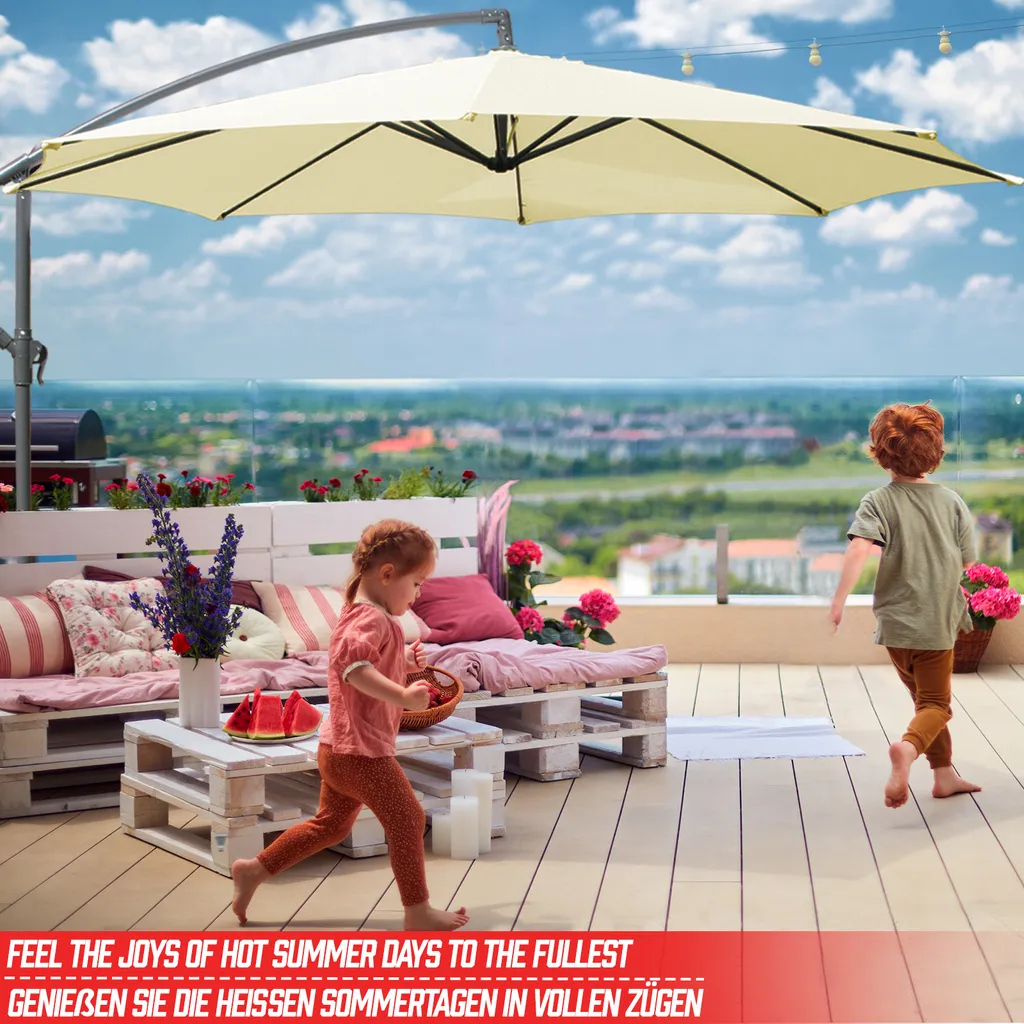 FF Europe MIADOMODO® Sonnenschirm - Ø300/350cm, Mit Ständer, Handkurbel, Neigbar, Verstellbar, Farbwahl - Ampelschirm, Gartenschirm, Marktschirm, Terassenschirm 8 FF Europe MIADOMODO® Sonnenschirm - Ø300/350cm, Mit Ständer, Handkurbel, Neigbar, Verstellbar, Farbwahl - Ampelschirm, Gartenschirm, Marktschirm, Terassenschirm – Bild 8