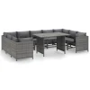 VidaXL 10-tlg. Garten-Lounge-Set Mit Kissen Poly Rattan Grau