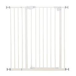 PawHut Treppenschutzgitter Türschutzgitter Ohne Bohren Mit Verlängerung Hundegitter Absperrgitter Mit Doppelter Verschluss Schutzgitter Für Haustier Auto-Close Metall Kunststoff Weiß 97,5 X 104,1 Cm