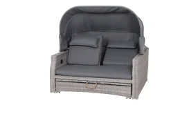 Siena Garden Sonneninsel Sofabett Capri, Flächen Aus Gardino-Geflecht In Flint Grey, Kissen Aus Polyester In Grau