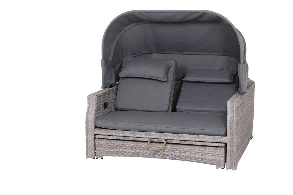 Siena Garden Sonneninsel Sofabett Capri, Flächen Aus Gardino-Geflecht In Flint Grey, Kissen Aus Polyester In Grau 1 Siena Garden Sonneninsel Sofabett Capri, Flächen Aus Gardino-Geflecht In Flint Grey, Kissen Aus Polyester In Grau