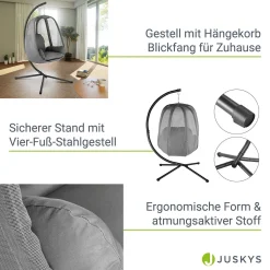Juskys Hängesessel Lani Mit Gestell & Weicher Sitz- & Rückenkissen + Seitenpolsterung Outdoor & Indoor Max. 160 Kg Garten Korbhängesessel Hängekorb -Garten- & Gewächshäuser Geschäft fc57e9af9bce5167636df2cfef7cedc0