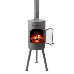 BonFeu - BonGiano SP (Ø 30 Cm) - Stahl - Gartenkamin - Terassenofen - Feuerstelle - 30 X 30 X 135 Cm - Schwarz -Garten- & Gewächshäuser Geschäft fc627062e6d0d6e57fb6699b2cc3ad0b
