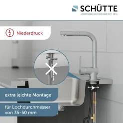 Schütte SCHÜTTE Küchenarmatur LONDON, Niederdruck Armatur Küche, Wasserhahn Küche Ausziehbar, Mischbatterie Küche Chrom -Garten- & Gewächshäuser Geschäft fc9645646a09b402a78047b585bce36b