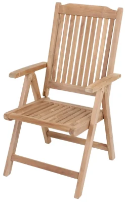 Garden Pleasure Teak Hochlehner Solo Holz Garten Stuhl Sessel Möbel Klappbar