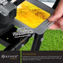 KESSER® Elektrischer Elektrogrill 2in1 Tischgrill - Standgrill Mit Deckel Und Standfuß | Max. 2400 Watt | Faltbar | Thermometer | Antihaftbeschichtung | Grillplatte Abstelltische | 2 Räder | , Farbe:Schwarz -Garten- & Gewächshäuser Geschäft fd00ead2c99bdc0a704f8950939b0d90