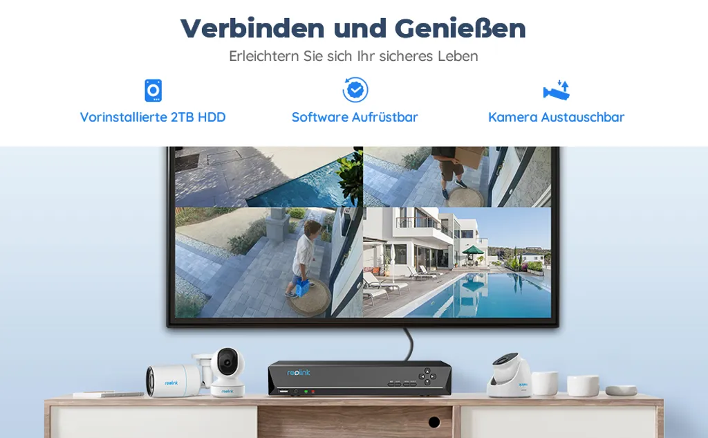 Reolink 4K Überwachungskamera Aussen Set, 8CH Videoüberwachung Mit 4X 8MP PoE IP Kamera Und 2TB HDD NVR Für 24/7 Aufnahme Innen Outdoor, Personenerkennung Und Fahrzeugerkennung, IP66, RLK8-800D4-A 13 Reolink 4K Überwachungskamera Aussen Set, 8CH Videoüberwachung Mit 4X 8MP PoE IP Kamera Und 2TB HDD NVR Für 24/7 Aufnahme Innen Outdoor, Personenerkennung Und Fahrzeugerkennung, IP66, RLK8-800D4-A – Bild 13