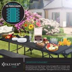 KESSER® Bierzeltgarnitur - 3-teilig Set, Tisch + 2 X Bank, Für Drinnen - Draußen, Klappbar, Tragegriffe, HxBxT: 73x180x75 Cm , Kunststoff, Rattan-Look Gartengarnitur , Klapptisch , Gartentisch, Farbe:Schwarz -Garten- & Gewächshäuser Geschäft fd78d642eb60359478b49e9d18c40192