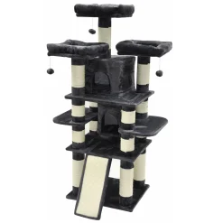 Nanook Kratzbaum Katzenbaum Fabius Grau - 172 Cm - 2 Höhlen - 3 Liegemulden