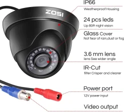 ZOSI 4X Full HD 1080p Dome Video Überwachungskamera Set Mit Kabel Und Netzteil, 2MP TVI Videoausgang, 20M IR Nachtsicht 9 ZOSI 4X Full HD 1080p Dome Video Überwachungskamera Set Mit Kabel Und Netzteil, 2MP TVI Videoausgang, 20M IR Nachtsicht -Garten- & Gewächshäuser Geschäft fda3e42fb083af524515272a9d91f0e3