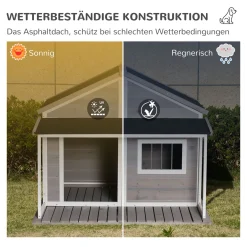 PawHut Hundehütte Aus Massivholz Kleintierhaus Isoliertes Hundehaus Mit Terrasse Asphaltdach Outdoor Wetterfeste Hütte Für Draußen Grau 127 X 112 X 109 Cm 13 PawHut Hundehütte Aus Massivholz Kleintierhaus Isoliertes Hundehaus Mit Terrasse Asphaltdach Outdoor Wetterfeste Hütte Für Draußen Grau 127 X 112 X 109 Cm -Garten- & Gewächshäuser Geschäft fdbb7419bb2ca470741d3cd9ed9eaf90