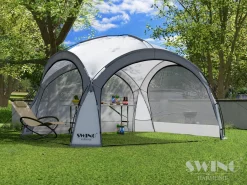 Swing&Harmonie LED Event Pavillon 3,6 X 3,6m DomeShelter Garten Pavillion Inkl. Solarmodul Pavilion Designer Gartenzelt Camping Pavilon Partyzelt Mit Beleuchtung - Anthrazit