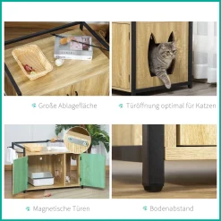 PawHut Katzenschrank Für Katzentoilette Katzenklo Beistelltisch Katzenhaus Katzenkommode Schrank Spanplatte Naturholz 82,3 X 51 X 54 Cm -Garten- & Gewächshäuser Geschäft fdc3d7771f94a1f446460ab28488c817