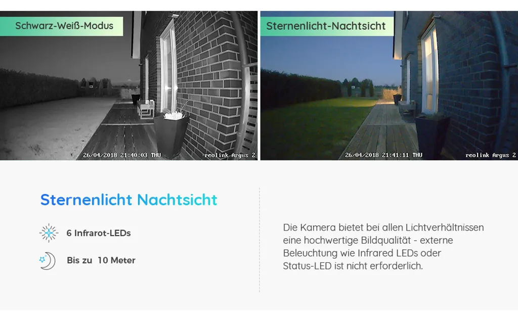 Reolink Akku Überwachungskamera Aussen, 1080p Kabellose WLAN Batterie IP Kamera Mit PIR Bewegungsmelder, 10m Sternenlicht-Nachtsicht, SD-Kartenslot, 2,4Ghz WiFi, 2-Wege-Audio, Argus 2 7 Reolink Akku Überwachungskamera Aussen, 1080p Kabellose WLAN Batterie IP Kamera Mit PIR Bewegungsmelder, 10m Sternenlicht-Nachtsicht, SD-Kartenslot, 2,4Ghz WiFi, 2-Wege-Audio, Argus 2 – Bild 7