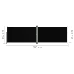 VidaXL Seitenmarkise Ausziehbar Schwarz 160x600 Cm -Garten- & Gewächshäuser Geschäft fe52ad10d3c641fd227facbbac909977