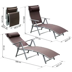 Outsunny Sonnenliege Strandliege Gartenliege Klappbar Verstellbar Mit Kissen Garten Metall Stoff Braun 137 X 63,5 X 100,5 Cm -Garten- & Gewächshäuser Geschäft fe6d7d2f85494e0763131f31acecebd2