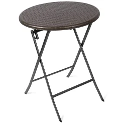 Vanage Gartentisch Beistelltisch Balkontisch Bistrotisch In Braun Rund Wetterfest Klappbar
