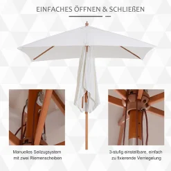 Outsunny Sonnenschirm, Knickbarer Gartenschirm, Strandschirm, 3-stufig Einstellbar, Holz+Polyester, Creme, 200 X 150 X 230 Cm 14 Outsunny Sonnenschirm, Knickbarer Gartenschirm, Strandschirm, 3-stufig Einstellbar, Holz+Polyester, Creme, 200 X 150 X 230 Cm -Garten- & Gewächshäuser Geschäft fed6f826d44e09f1762e277b7f22b968