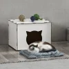 En.casa Katzenhaus Elba Für Indoor-Katzen Katzenhöhle Aus MDF 30 X 40 X 35 Cm Rückzugsort Versteck Für Katzen Und Kleintiere Weiß