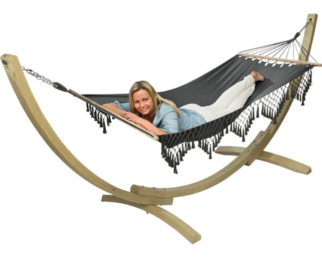 Conacord Hängematte Galaxy Comfort Dunkelgrau 1x2m Stabhängematte Bis 120 Kg Tuchhängematte Hängeliege Baumwolle 3 Conacord Hängematte Galaxy Comfort Dunkelgrau 1x2m Stabhängematte Bis 120 Kg Tuchhängematte Hängeliege Baumwolle – Bild 3