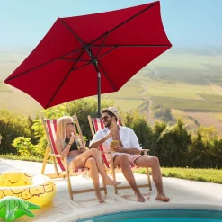 Wolketon 2.7m-3.5m Sonnenschirm Marktschirm Mit Handkurbel UV40+ Outdoor-Schirm Terrassen Gartenschirm,Rot,2.7m -Garten- & Gewächshäuser Geschäft ff7481dda8f8287b7e8c797d3dfd56a9