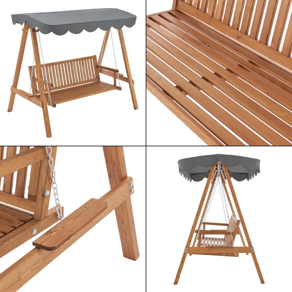 En.casa Hollywoodschaukel Afandou 200 X 130 X 185 Cm Gartenschaukel Mit Dach Max. 200 Kg Schaukelbank Für 2 Personen Gestell Aus Massivholz Dunkelgrau 6 En.casa Hollywoodschaukel Afandou 200 X 130 X 185 Cm Gartenschaukel Mit Dach Max. 200 Kg Schaukelbank Für 2 Personen Gestell Aus Massivholz Dunkelgrau – Bild 6