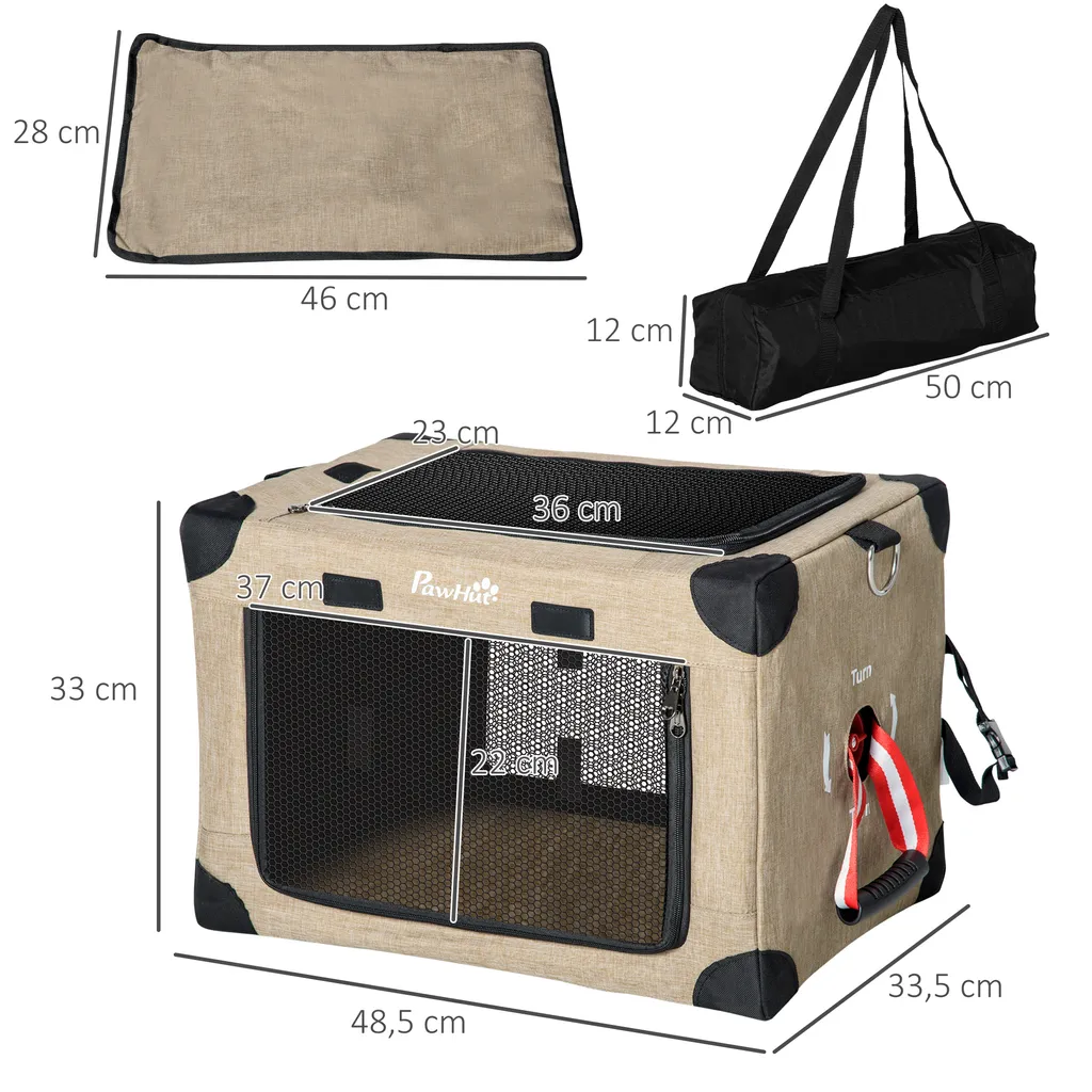PawHut Hundebox Hundetransportbox Reisebox Faltbar Hundetasche Transporttasche Mit Tragegriff Tragetasche Für Tiere Atmungsaktiv Oxfordstoff Khaki 48,5 X 33,5 X 33 Cm 3 PawHut Hundebox Hundetransportbox Reisebox Faltbar Hundetasche Transporttasche Mit Tragegriff Tragetasche Für Tiere Atmungsaktiv Oxfordstoff Khaki 48,5 X 33,5 X 33 Cm – Bild 3