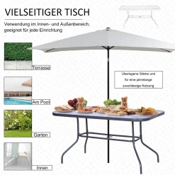 Outsunny Gartentisch Bistrotisch Balkontisch Garten Beistelltisch Bistrotisch Gartenmöbel Mit Glasplatte Schirmloch Hartglas + Metall Carbongrau 140 X 80 X 70 Cm -Garten- & Gewächshäuser Geschäft ffc857c251147609ec2caced6081b5b9
