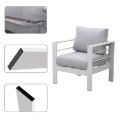 MeXo Gartenmöbelset, Loungeset Aluminium Für 6-7 Personen Mit Kissen Und Couchtisch Indoor Outdoor Balkon Weiß (Sitzgruppe, Aluminiumrahmen) -Garten- & Gewächshäuser Geschäft ffff250cc33a9becd75aa21491cc6218